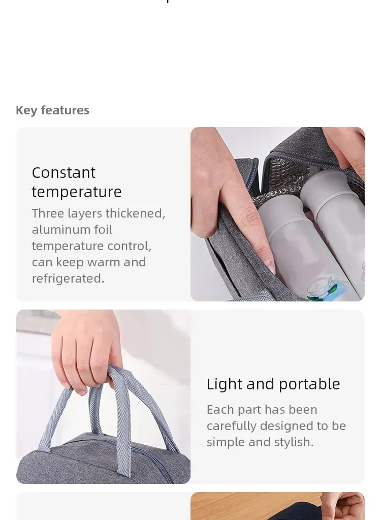 Insulated Lunch Bag for Women & Kids: Thermal Cooler Tote Bag, Portable Canvas Food Container with Ice Pack, Ideal for Picnics & Daily Use showcase 2