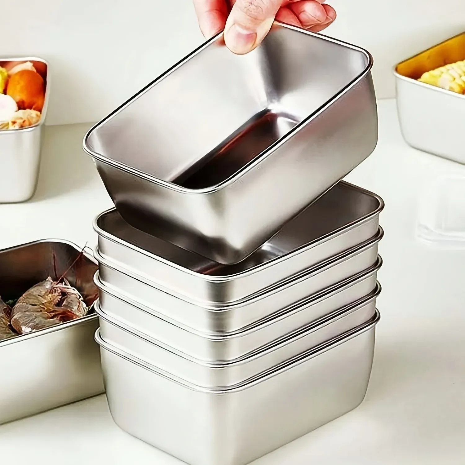 6-Piece Stainless Steel Food Storage Container Set with Airtight Lids - Reusable, Stackable, Leakproof Lunch Boxes for Camping, Picnics, School & Home thumbnail 1