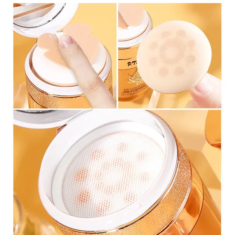 P.TWO.P Air Cushion BB Cream with Butterfly Powder Puff - Moisturizing Foundation, Concealer, Whitening, Oil-Control, Waterproof Makeup for Flawless Complexion thumbnail 4