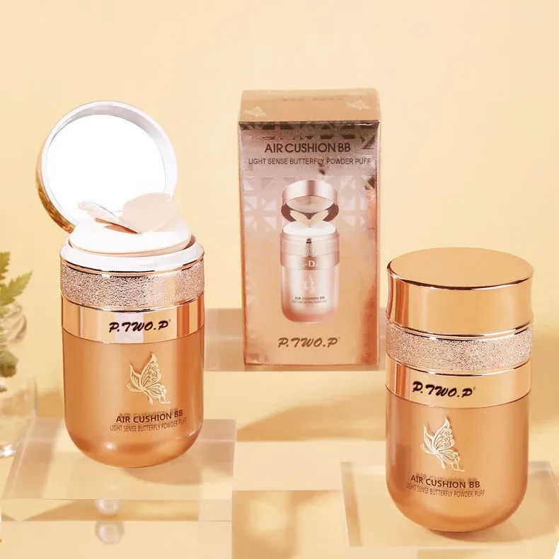 P.TWO.P Air Cushion BB Cream with Butterfly Powder Puff - Moisturizing Foundation, Concealer, Whitening, Oil-Control, Waterproof Makeup for Flawless Complexion showcase 11
