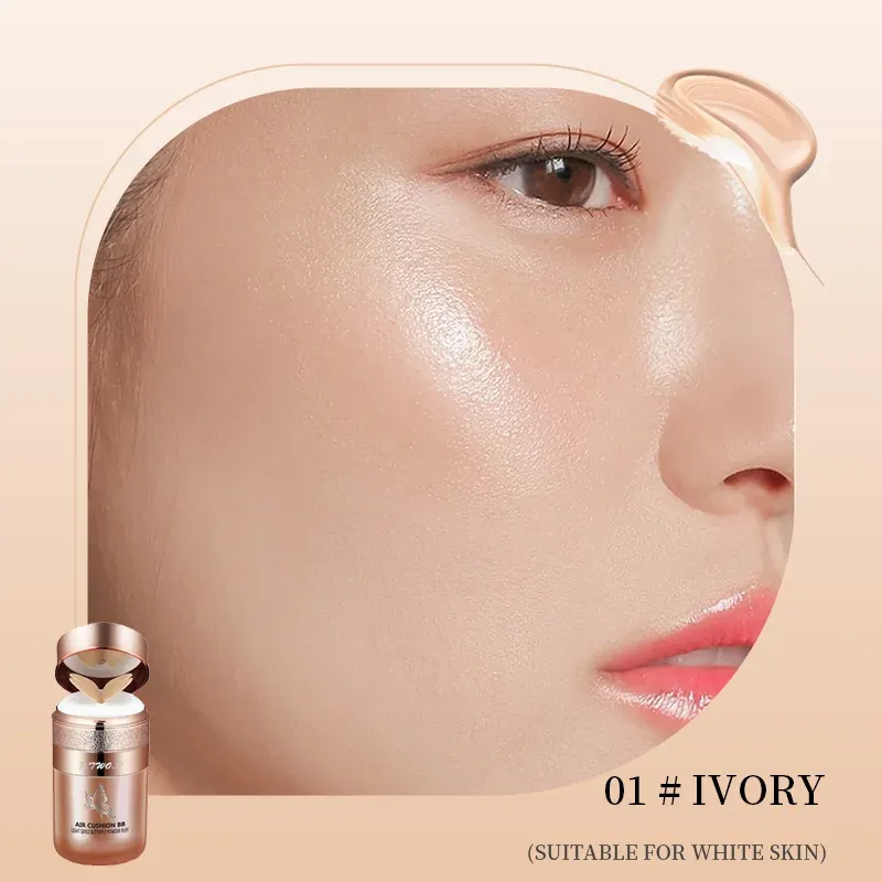 P.TWO.P Air Cushion BB Cream with Butterfly Powder Puff - Moisturizing Foundation, Concealer, Whitening, Oil-Control, Waterproof Makeup for Flawless Complexion showcase 1