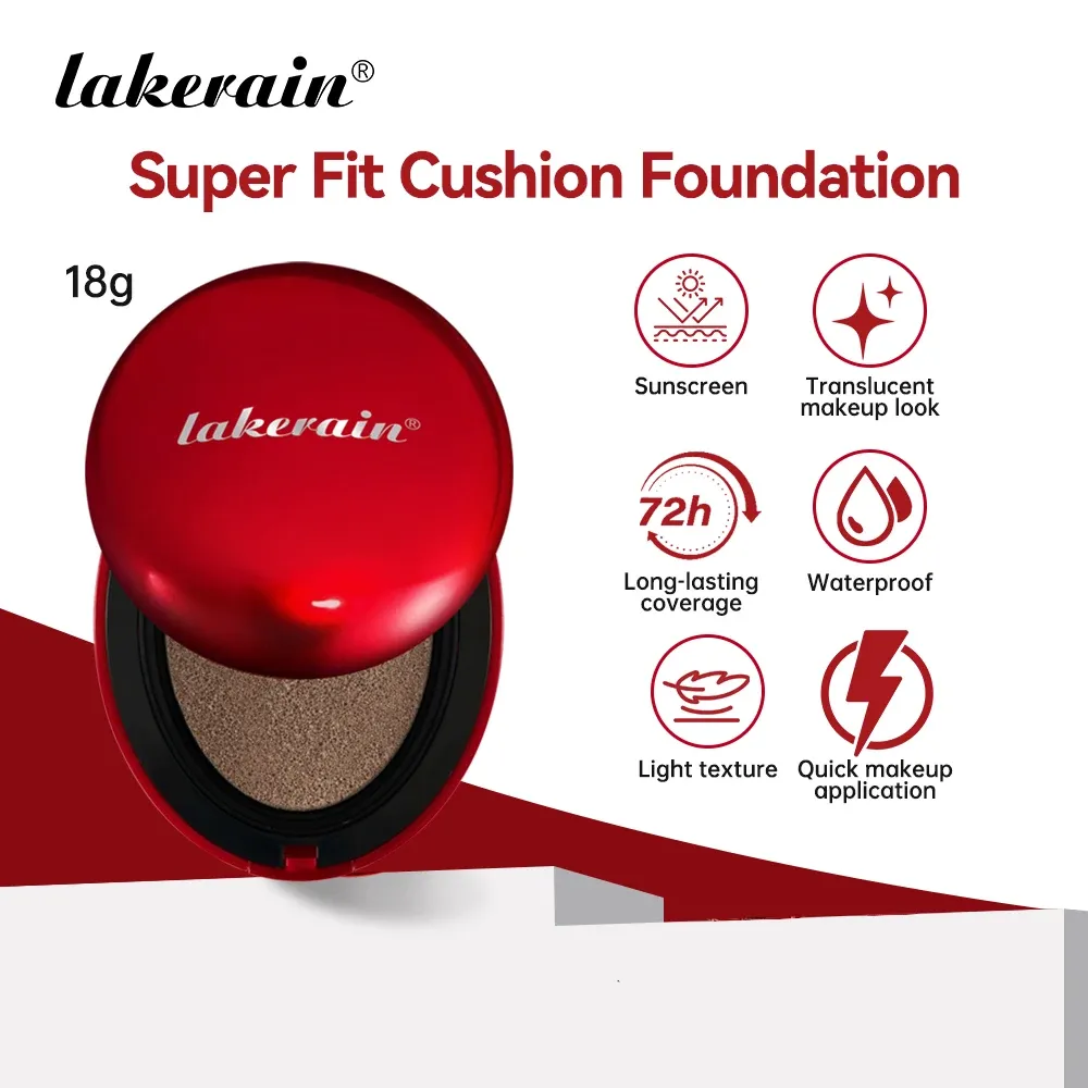 Lakerain Super Fit Cushion Foundation: Long-Lasting 72-Hour Semi-Matte Finish, Buildable Coverage, SPF Sun Protection, Waterproof Face Base Makeup for All Skin Types thumbnail 3