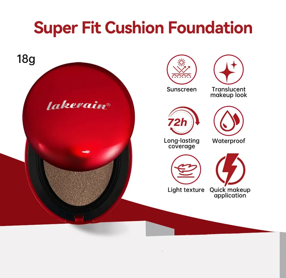 Lakerain Super Fit Cushion Foundation: Long-Lasting 72-Hour Semi-Matte Finish, Buildable Coverage, SPF Sun Protection, Waterproof Face Base Makeup for All Skin Types showcase 4