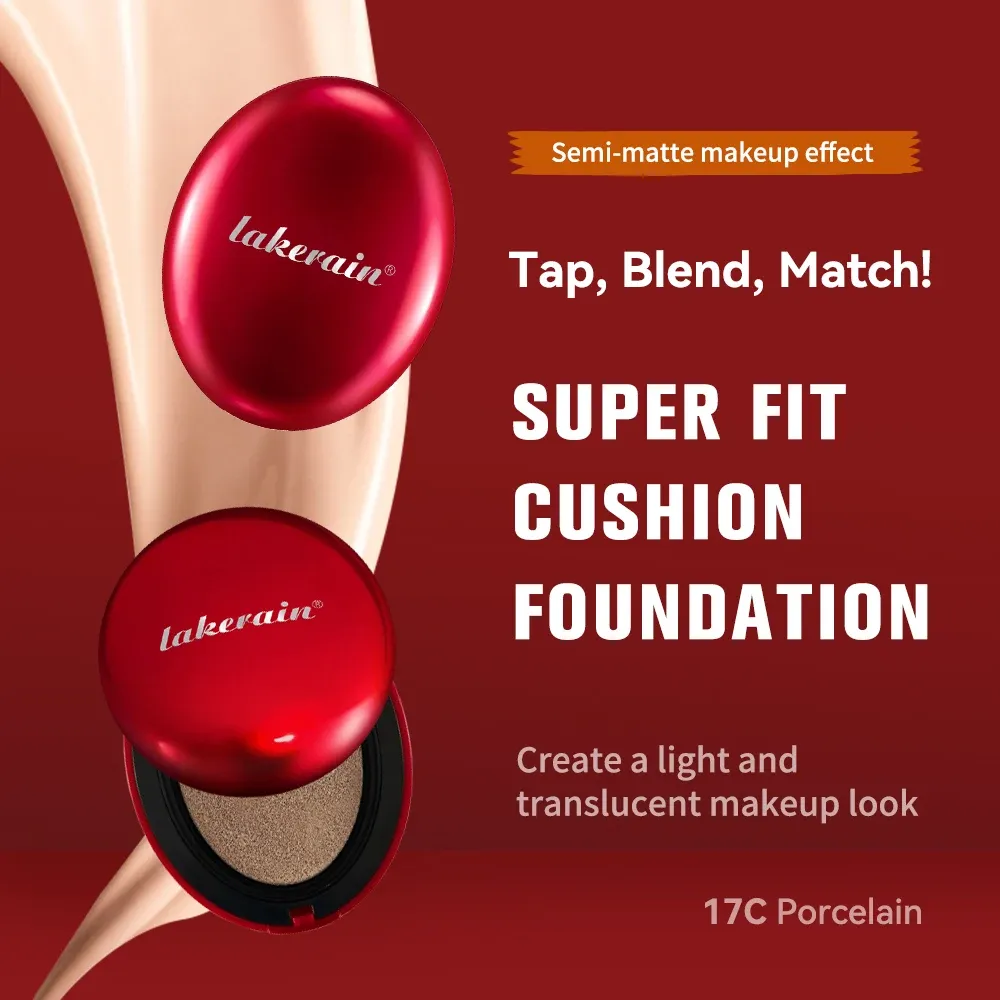 Lakerain Super Fit Cushion Foundation: Long-Lasting 72-Hour Semi-Matte Finish, Buildable Coverage, SPF Sun Protection, Waterproof Face Base Makeup for All Skin Types thumbnail 2