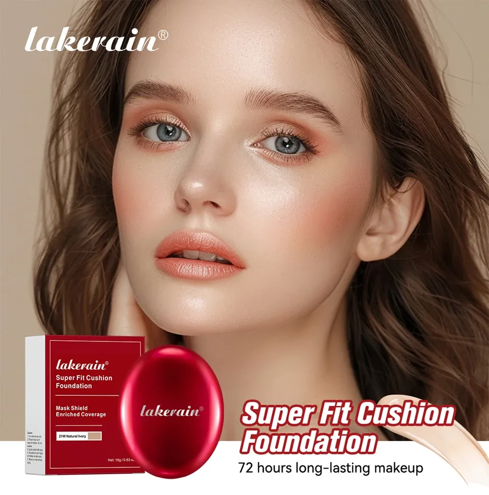 Lakerain Super Fit Cushion Foundation: Long-Lasting 72-Hour Semi-Matte Finish, Buildable Coverage, SPF Sun Protection, Waterproof Face Base Makeup for All Skin Types showcase 1