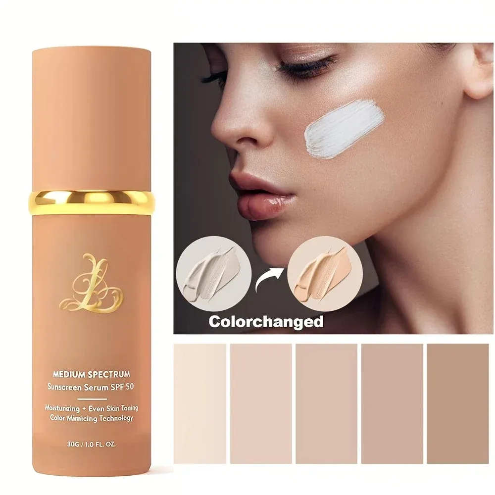 4-in-1 Color Changing Liquid Foundation with SPF50+ | Long-Wearing, Moisturizing, No Makeup Removal, Sweat-Proof for Flawless Glow thumbnail 1