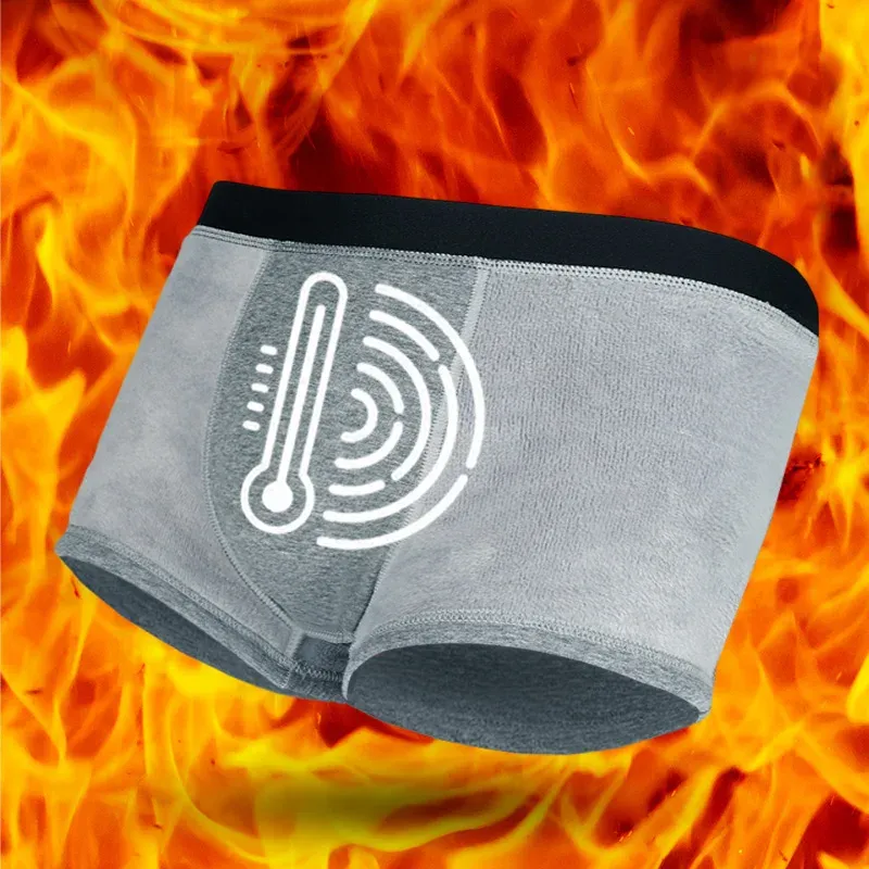 3-Pack Men's Thermal Underwear Boxer Briefs - Warm Velvet Thickened Cold-Proof Sports Shorts for Autumn Winter thumbnail 4