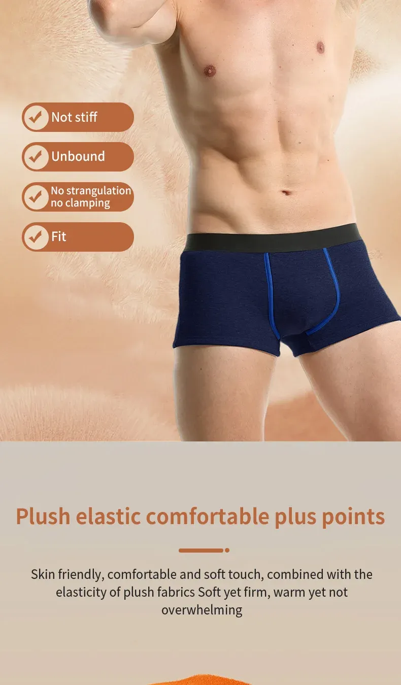 3-Pack Men's Thermal Underwear Boxer Briefs - Warm Velvet Thickened Cold-Proof Sports Shorts for Autumn Winter showcase 5