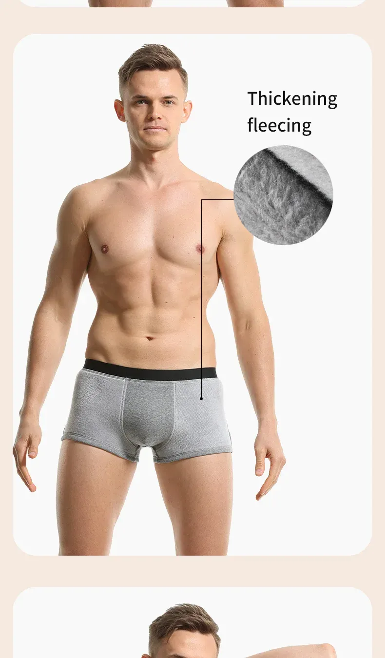 3-Pack Men's Thermal Underwear Boxer Briefs - Warm Velvet Thickened Cold-Proof Sports Shorts for Autumn Winter showcase 14