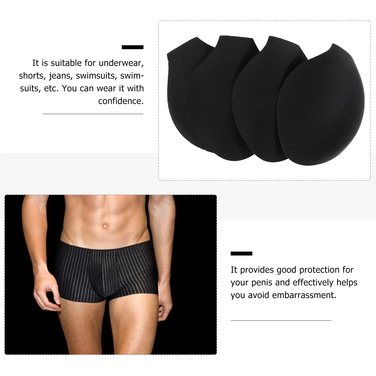 4 Pcs Men's Leak Proof Underwear Briefs with Washable Bulge Pad - Comfortable Polyester Front Sponge Cup for Sports & Daily Wear thumbnail 1