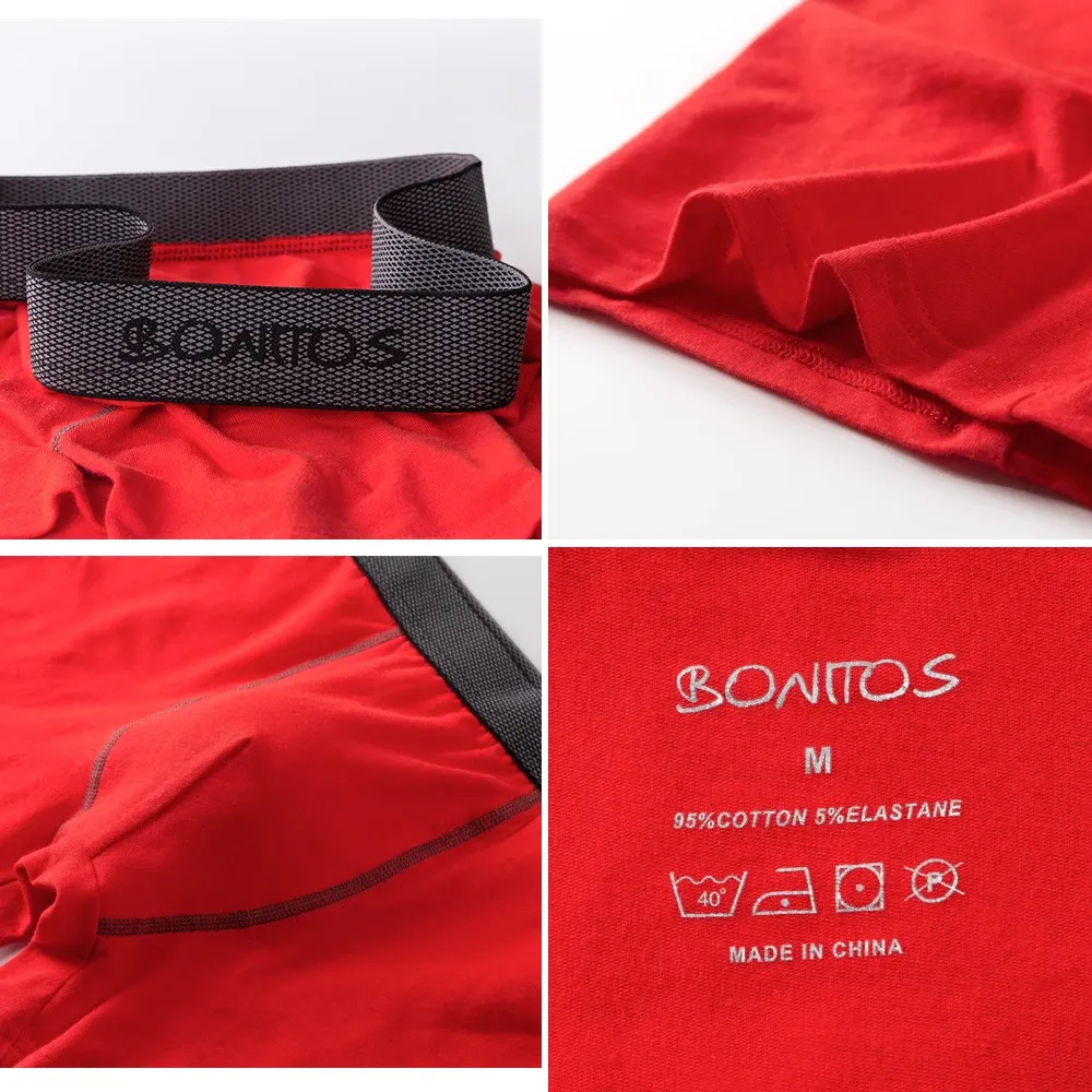 BONITOS Men's Boxer Briefs 4-Pack Cotton Underwear, Solid Color Sexy Breathable Shorts for Daily Wear thumbnail 4