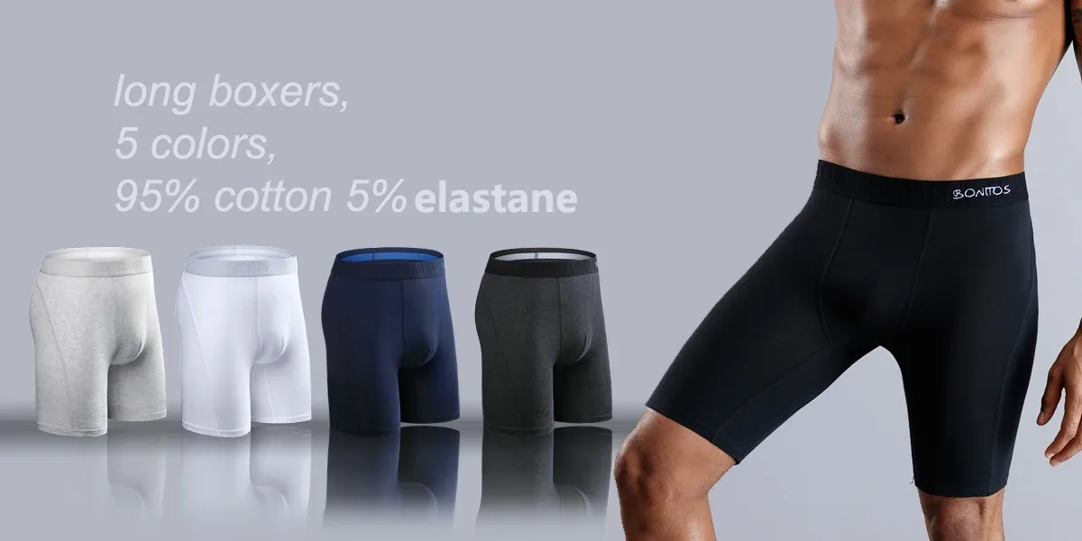 BONITOS Men's Boxer Briefs 4-Pack Cotton Underwear, Solid Color Sexy Breathable Shorts for Daily Wear showcase 3
