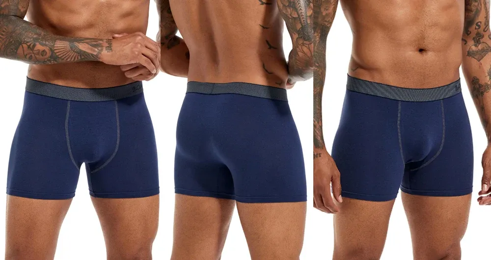 BONITOS Men's Boxer Briefs 4-Pack Cotton Underwear, Solid Color Sexy Breathable Shorts for Daily Wear showcase 10