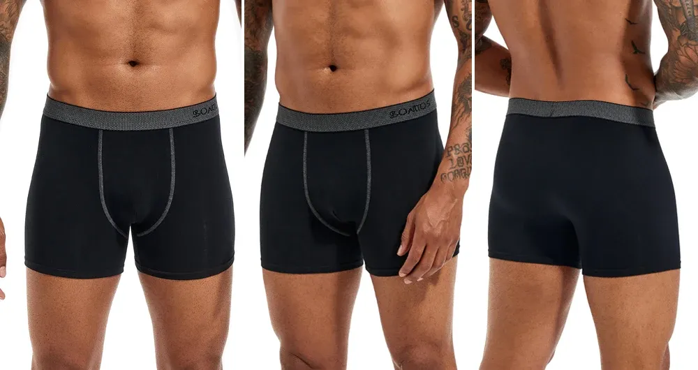 BONITOS Men's Boxer Briefs 4-Pack Cotton Underwear, Solid Color Sexy Breathable Shorts for Daily Wear showcase 13