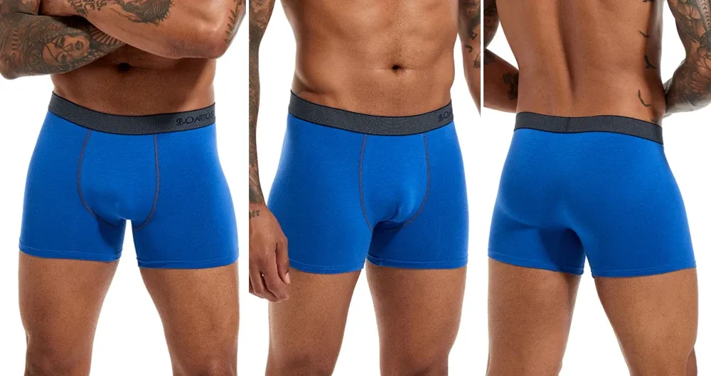 BONITOS Men's Boxer Briefs 4-Pack Cotton Underwear, Solid Color Sexy Breathable Shorts for Daily Wear showcase 12