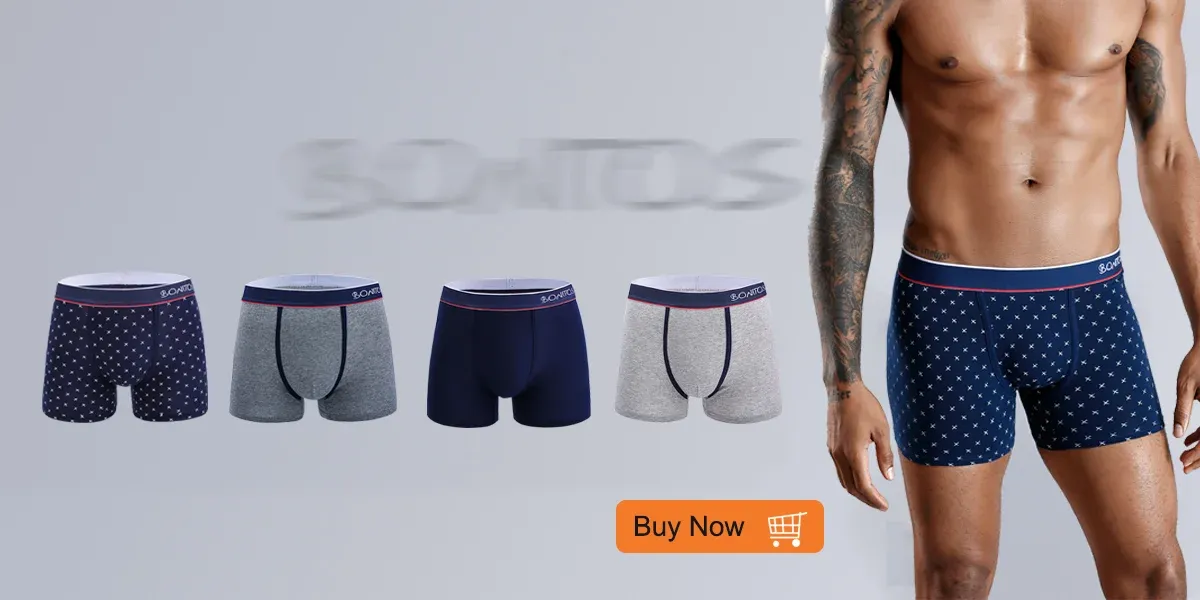 BONITOS Men's Boxer Briefs 4-Pack Cotton Underwear, Solid Color Sexy Breathable Shorts for Daily Wear showcase 5