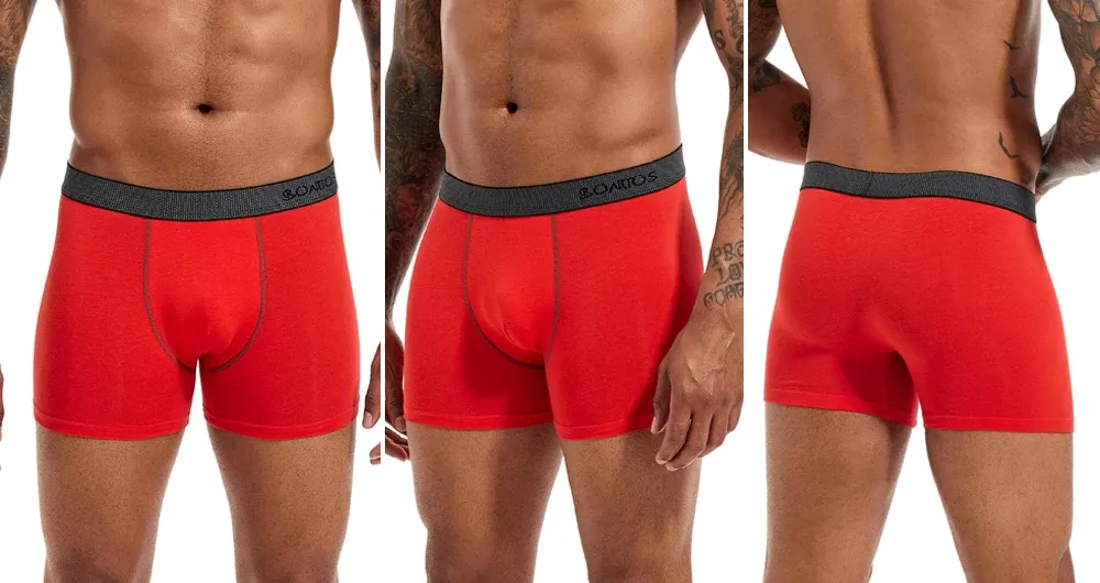 BONITOS Men's Boxer Briefs 4-Pack Cotton Underwear, Solid Color Sexy Breathable Shorts for Daily Wear showcase 9