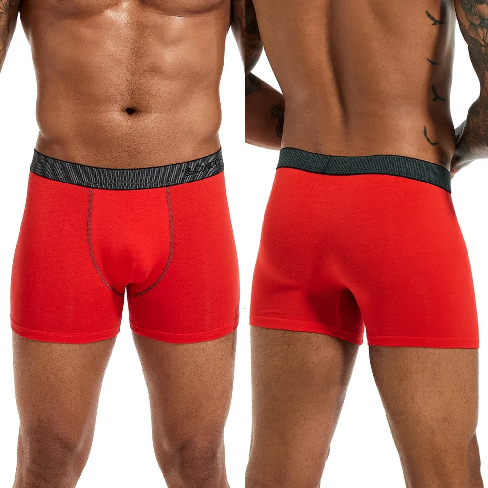 BONITOS Men's Boxer Briefs 4-Pack Cotton Underwear, Solid Color Sexy Breathable Shorts for Daily Wear thumbnail 3