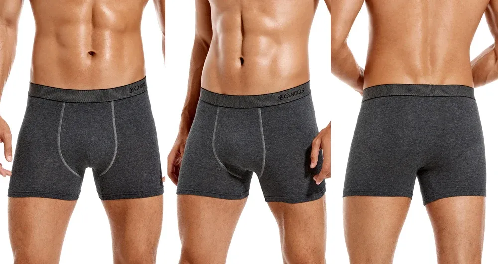 BONITOS Men's Boxer Briefs 4-Pack Cotton Underwear, Solid Color Sexy Breathable Shorts for Daily Wear showcase 11