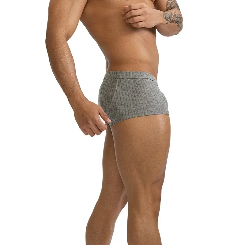 6 Pack Men's Low Rise Boxer Briefs U Convex Pouch Breathable Underpants Single Layer Soft Cotton Boxers for Daily Wear showcase 11