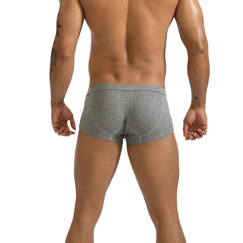 6 Pack Men's Low Rise Boxer Briefs U Convex Pouch Breathable Underpants Single Layer Soft Cotton Boxers for Daily Wear showcase 10