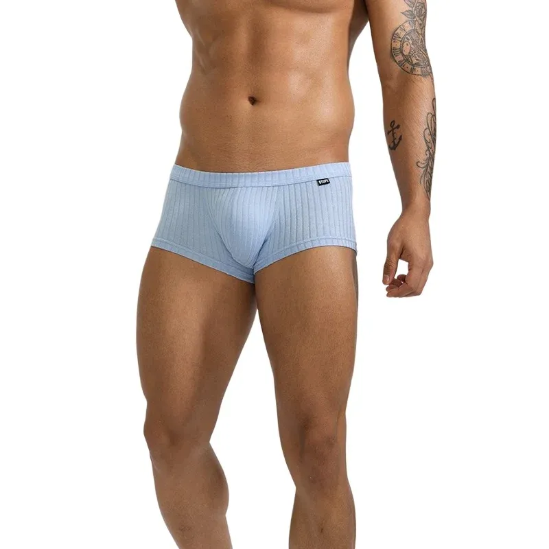 6 Pack Men's Low Rise Boxer Briefs U Convex Pouch Breathable Underpants Single Layer Soft Cotton Boxers for Daily Wear showcase 9