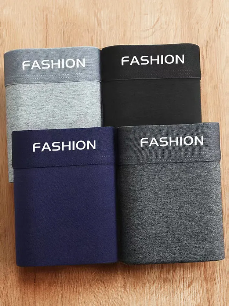 4-Pack Men's Boxer Briefs: Soft, Breathable, Comfortable & Loose Fit Cotton Underwear for Boys & Teens - Trendy Fashionable High Elasticity Shorts thumbnail 3