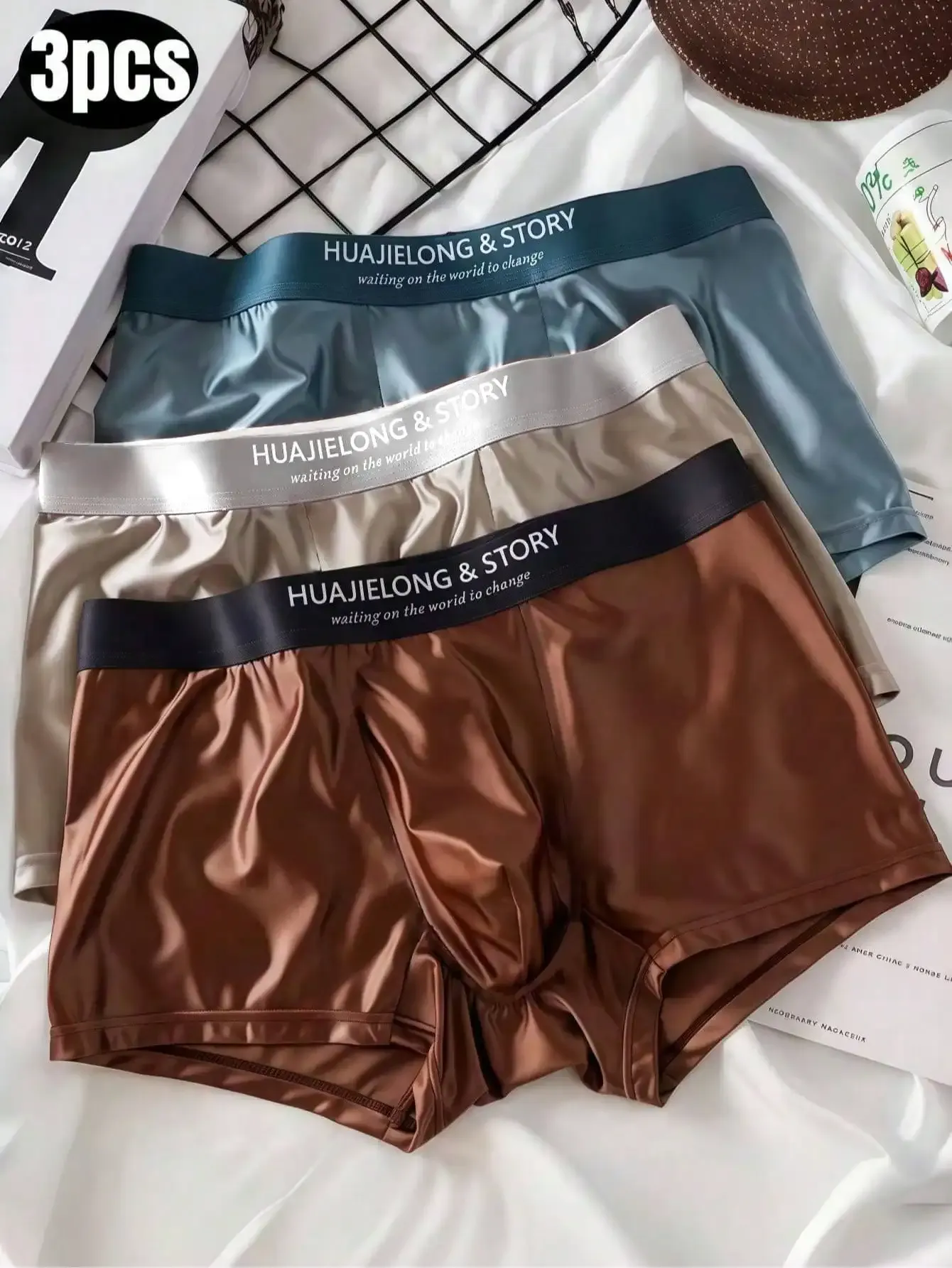 Luxury Ice Silk Boxer Briefs for Men - Smooth, Cool, Breathable Summer Underwear - Pack of 3 thumbnail 1