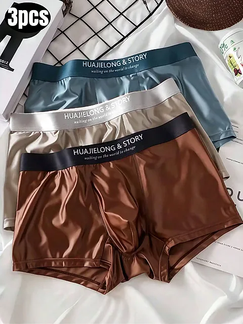Luxury Ice Silk Boxer Briefs for Men - Smooth, Cool, Breathable Summer Underwear - Pack of 3