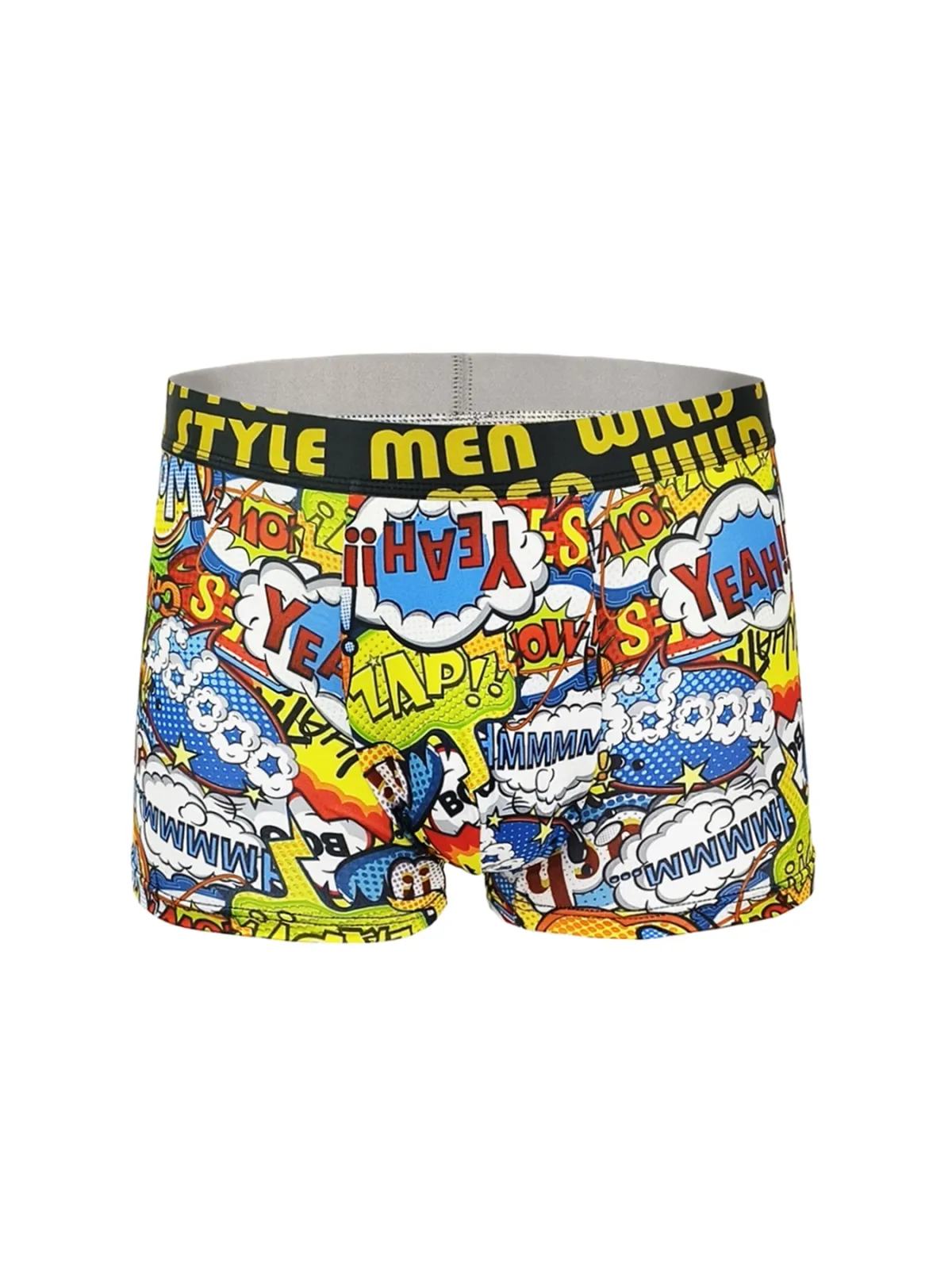 Men's 3-Pack Polyester Boxer Briefs - Graffiti Comic Pop Art Print Underwear Set with "STYLE men" Waistband showcase 2