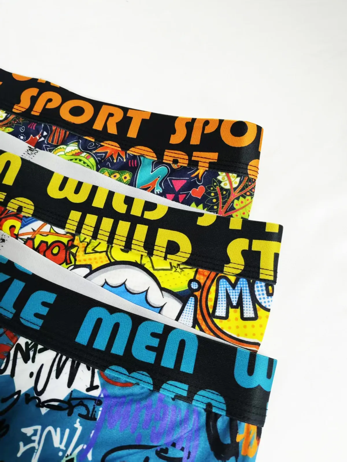 Men's 3-Pack Polyester Boxer Briefs - Graffiti Comic Pop Art Print Underwear Set with "STYLE men" Waistband showcase 4