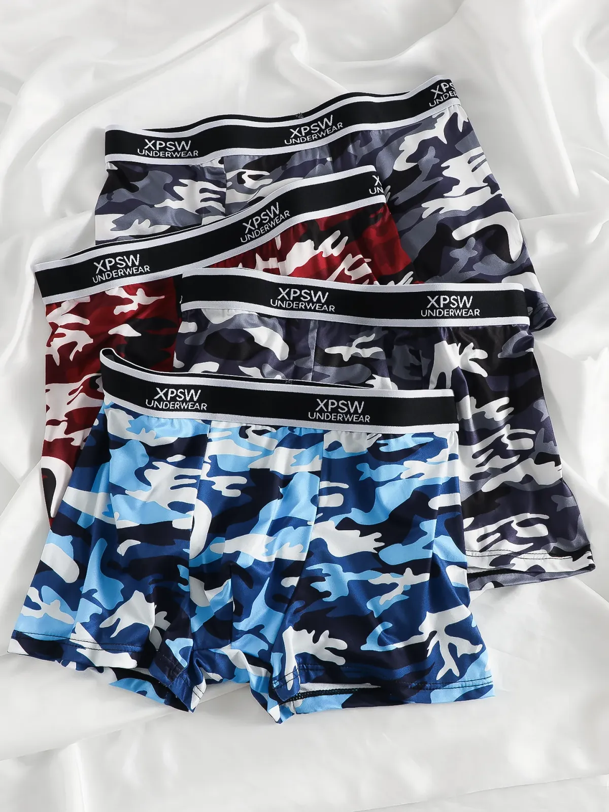 Men's 4-Pack Polyester Boxer Briefs - Camouflage Print, "XPSW UNDERWEAR" Waistband, Snug & Flexible Fit for All-Day Comfort showcase 1