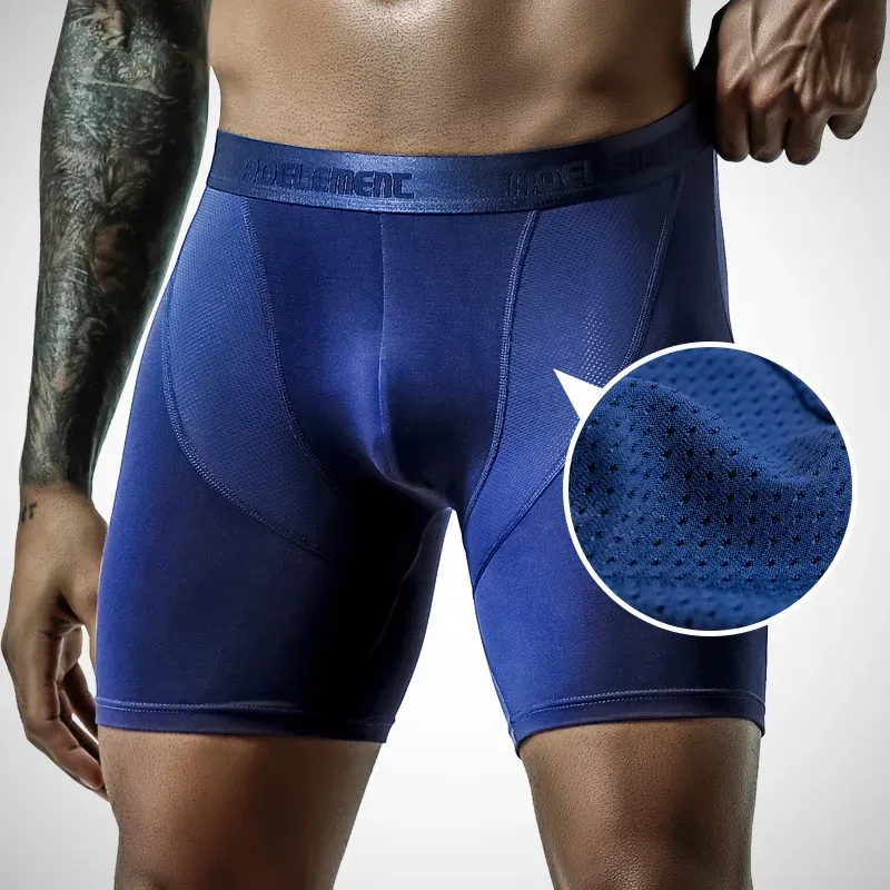 3-Pack Men's Ice Mesh Boxer Briefs, Sports Running Long Leg Boxer Underwear, Extended Wear-Resistant Five-Quarter Pants for Daily Comfort thumbnail 5