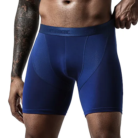 3-Pack Men's Ice Mesh Boxer Briefs, Sports Running Long Leg Boxer Underwear, Extended Wear-Resistant Five-Quarter Pants for Daily Comfort