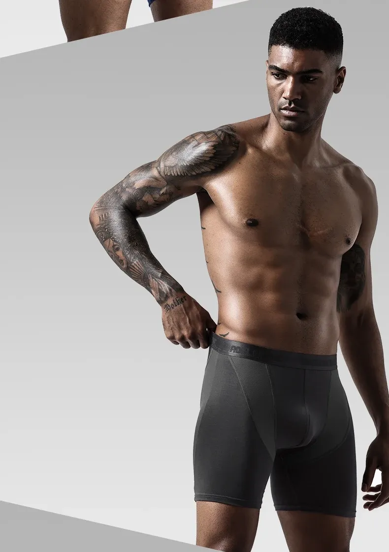 3-Pack Men's Ice Mesh Boxer Briefs, Sports Running Long Leg Boxer Underwear, Extended Wear-Resistant Five-Quarter Pants for Daily Comfort showcase 18