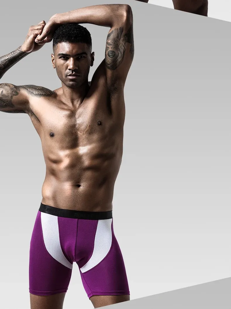 3-Pack Men's Ice Mesh Boxer Briefs, Sports Running Long Leg Boxer Underwear, Extended Wear-Resistant Five-Quarter Pants for Daily Comfort showcase 19