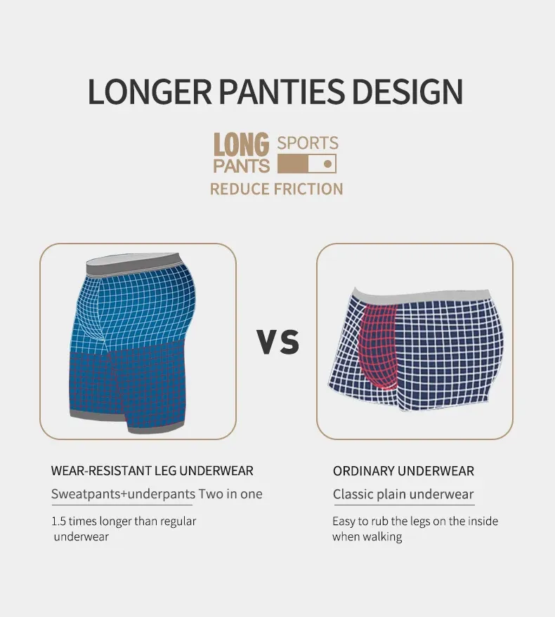 3-Pack Men's Ice Mesh Boxer Briefs, Sports Running Long Leg Boxer Underwear, Extended Wear-Resistant Five-Quarter Pants for Daily Comfort showcase 4