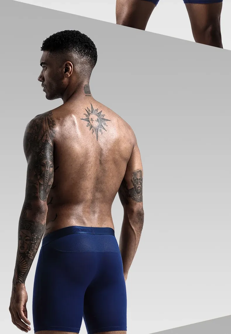 3-Pack Men's Ice Mesh Boxer Briefs, Sports Running Long Leg Boxer Underwear, Extended Wear-Resistant Five-Quarter Pants for Daily Comfort showcase 17