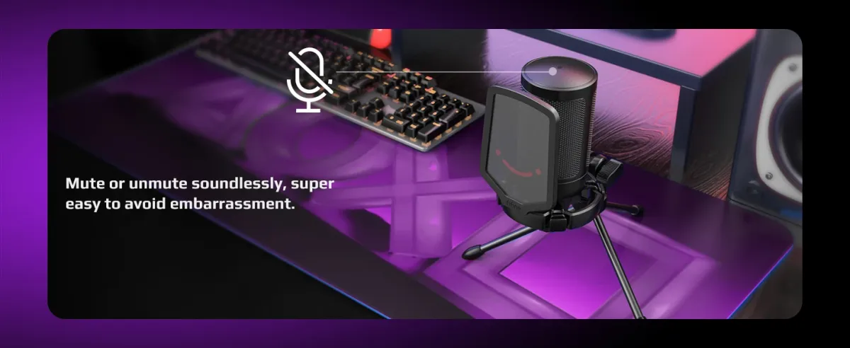 FIFINE A6V USB Condenser Gaming Microphone for PC PS4 PS5 MAC, Gradient RGB Lighting, Cardioid Pickup, Quick Mute, Gain Control, with Pop Filter & Shock Mount for Streaming Podcasts showcase 5