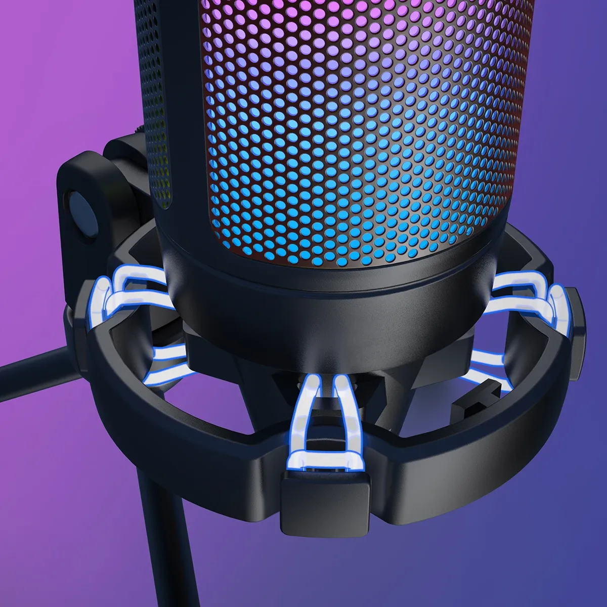 FIFINE A6V USB Condenser Gaming Microphone for PC PS4 PS5 MAC, Gradient RGB Lighting, Cardioid Pickup, Quick Mute, Gain Control, with Pop Filter & Shock Mount for Streaming Podcasts showcase 9