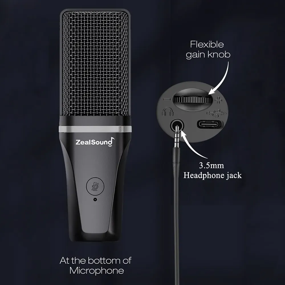 Zealsound RGB USB Condenser Microphone with Articulated Arm & Tripod - Professional Recording for Gaming, Podcasting, Streaming, YouTube - Crystal Clear Audio with DSP & Noise Reduction thumbnail 4
