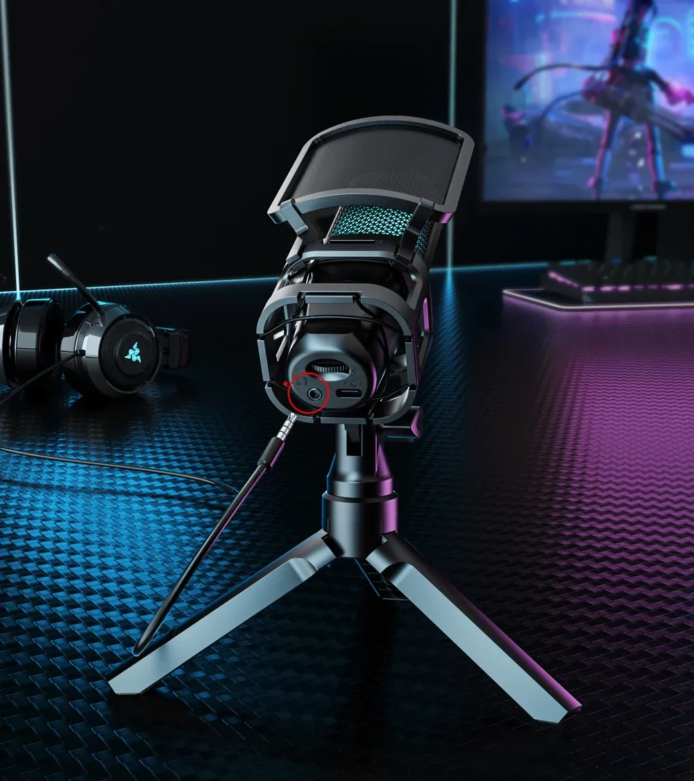 Zealsound RGB USB Condenser Microphone with Articulated Arm & Tripod - Professional Recording for Gaming, Podcasting, Streaming, YouTube - Crystal Clear Audio with DSP & Noise Reduction showcase 4