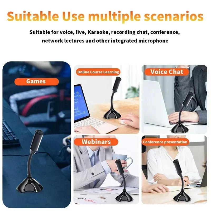 Adjustable USB Condenser Microphone for PC/Laptop - Studio Singing, Gaming, Streaming - Desktop Mic with Stand and Holder thumbnail 6