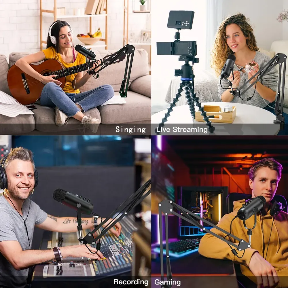 Haomuren Professional USB Condenser Microphone Kit for Podcasting and Streaming, Cardioid Studio Mic with Boom Arm, Plug-and-Play for YouTube, PC, Mac, PS4/5 thumbnail 3