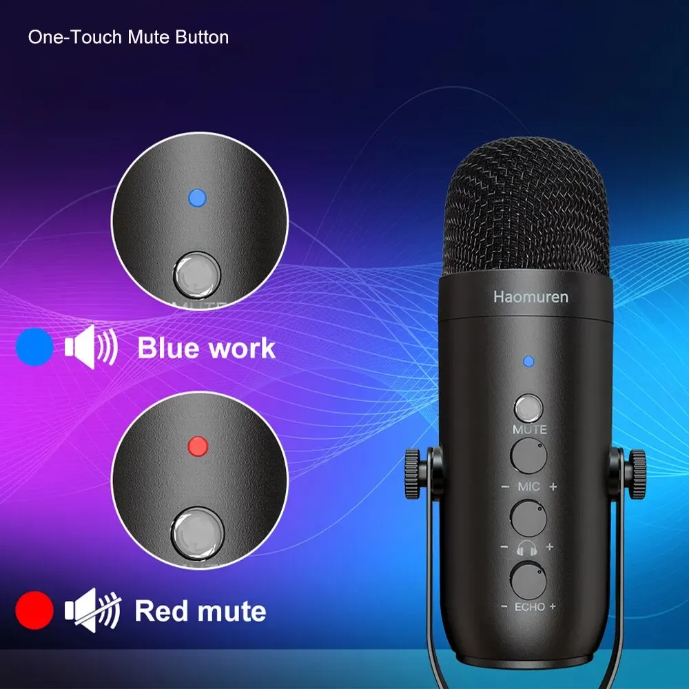 Haomuren Professional USB Condenser Microphone Kit for Podcasting and Streaming, Cardioid Studio Mic with Boom Arm, Plug-and-Play for YouTube, PC, Mac, PS4/5 thumbnail 4