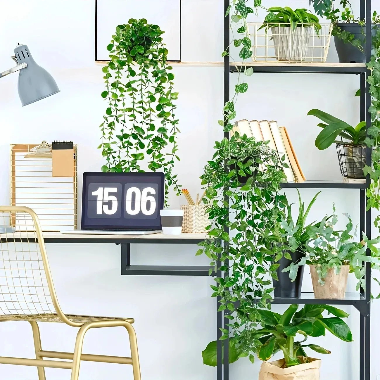 Artificial Hanging Eucalyptus Leaf Vine Plant Set - Realistic Faux Potted Greenery for Indoor Outdoor Wall Home Decor thumbnail 3