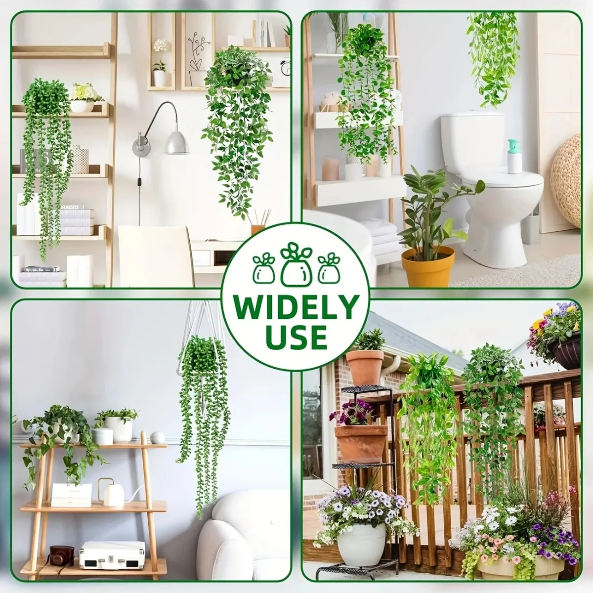 Artificial Hanging Eucalyptus Leaf Vine Plant Set - Realistic Faux Potted Greenery for Indoor Outdoor Wall Home Decor showcase 2