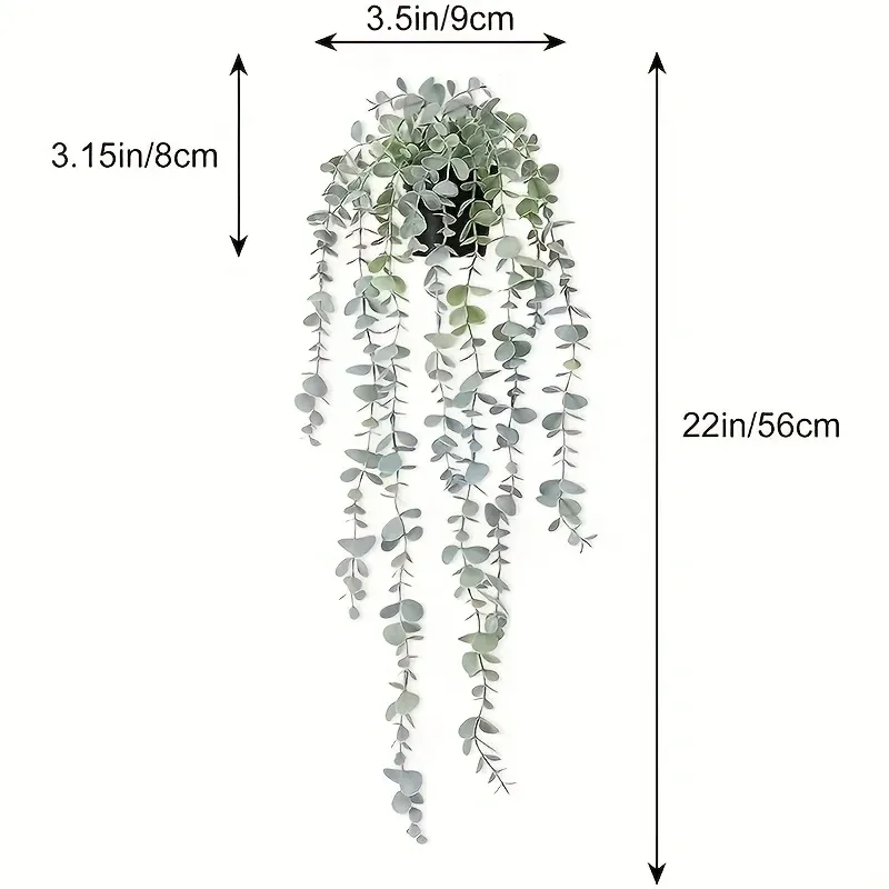 Artificial Hanging Eucalyptus Leaf Vine Plant Set - Realistic Faux Potted Greenery for Indoor Outdoor Wall Home Decor showcase 9