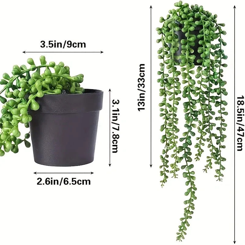Artificial Hanging Eucalyptus Leaf Vine Plant Set - Realistic Faux Potted Greenery for Indoor Outdoor Wall Home Decor showcase 7