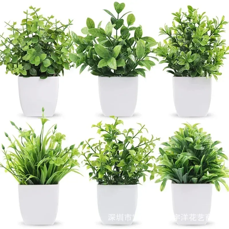Artificial Eucalyptus Bonsai Potted Plant - Realistic Green Fake Flower for Indoor Outdoor Home Bedroom Garden Decoration thumbnail 1